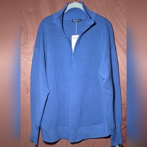 NWT Pretty Garden Blue Quarter-Zip Sweater Sz Xxl